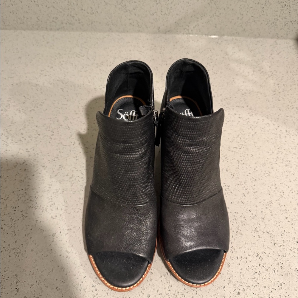 Sofft Black Ankle Booties with Peep-Toe